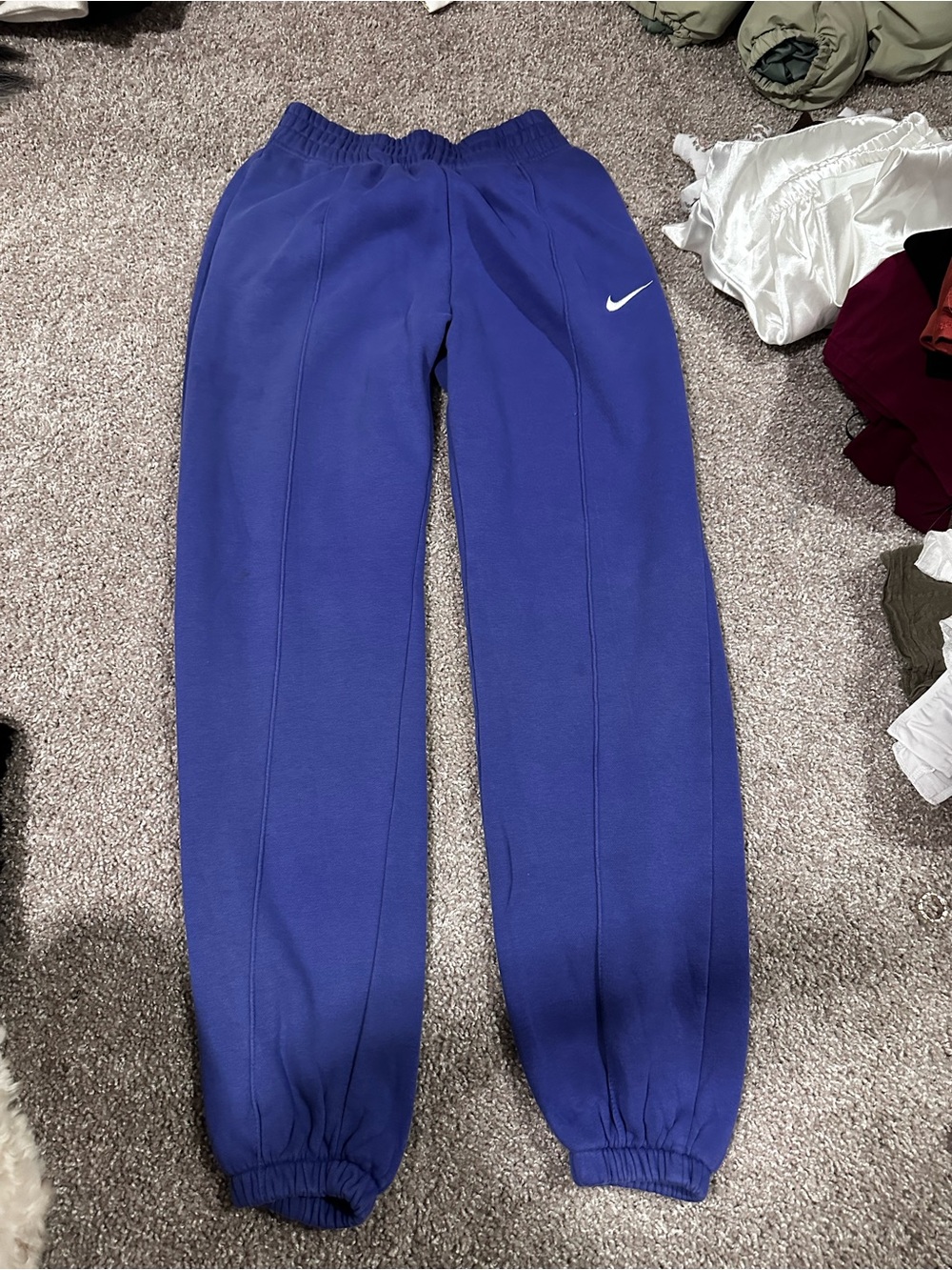 Nike Purple Fleece Joggers with White Swoosh